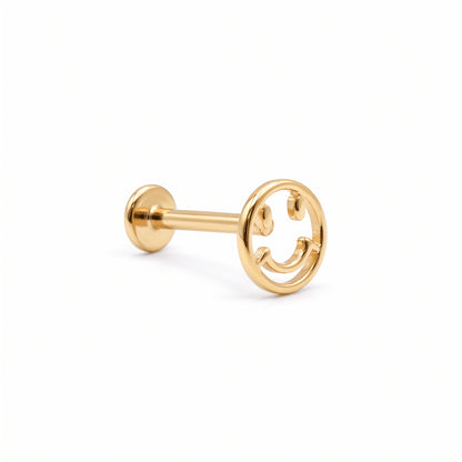 14K Yellow Gold Smiley Face Stud