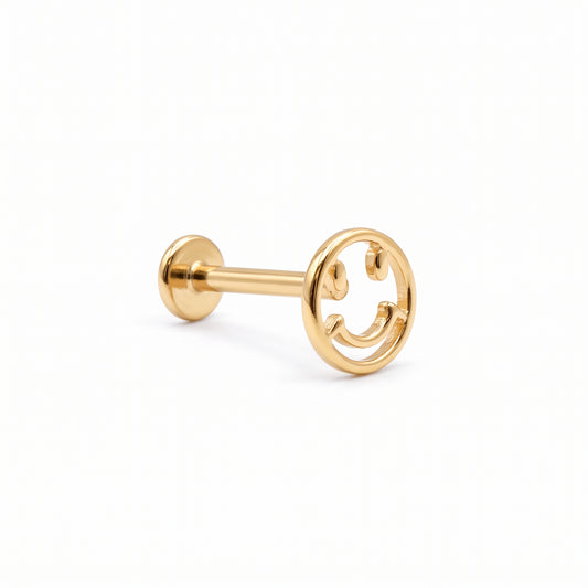 14K Yellow Gold Smiley Face Stud