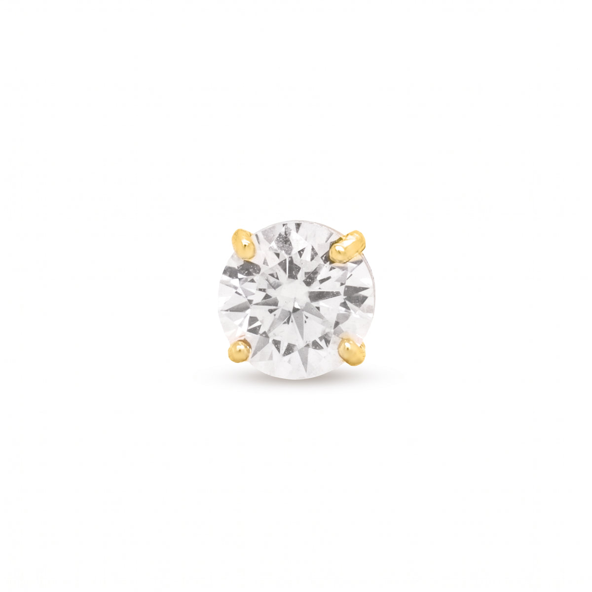 14K Yellow Gold 4mm Solitaire CZ Stud