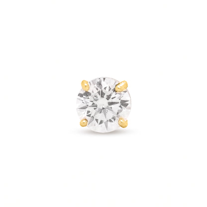 14K Yellow Gold 4mm Solitaire CZ Stud