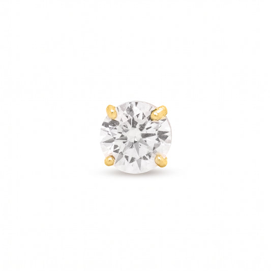14K Yellow Gold 4mm Solitaire CZ Stud