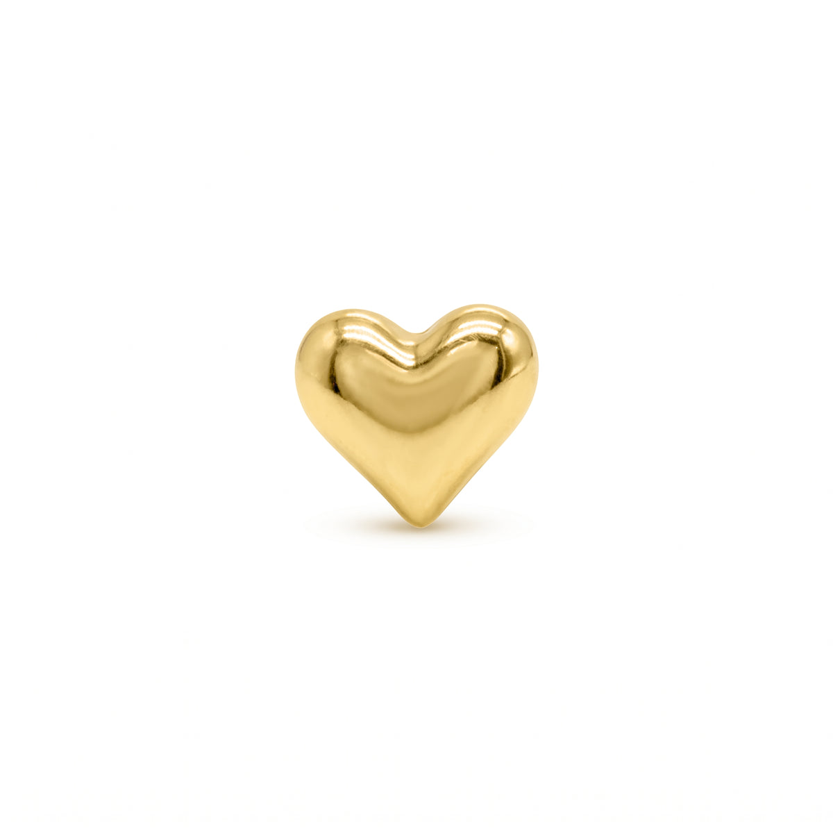 14K Yellow Gold Puffy Heart Stud
