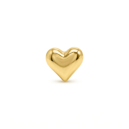 14K Yellow Gold Puffy Heart Stud