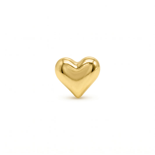 14K Yellow Gold Puffy Heart Stud