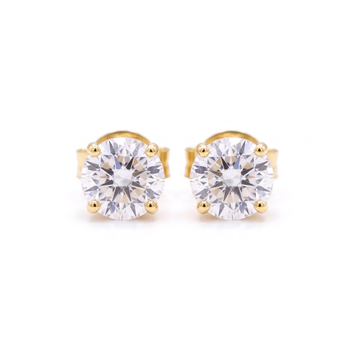 14K Yellow Gold Round CZ Stud