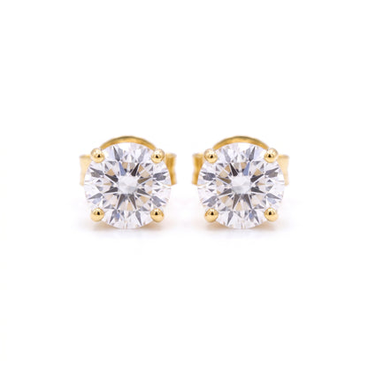 14K Yellow Gold Round CZ Stud