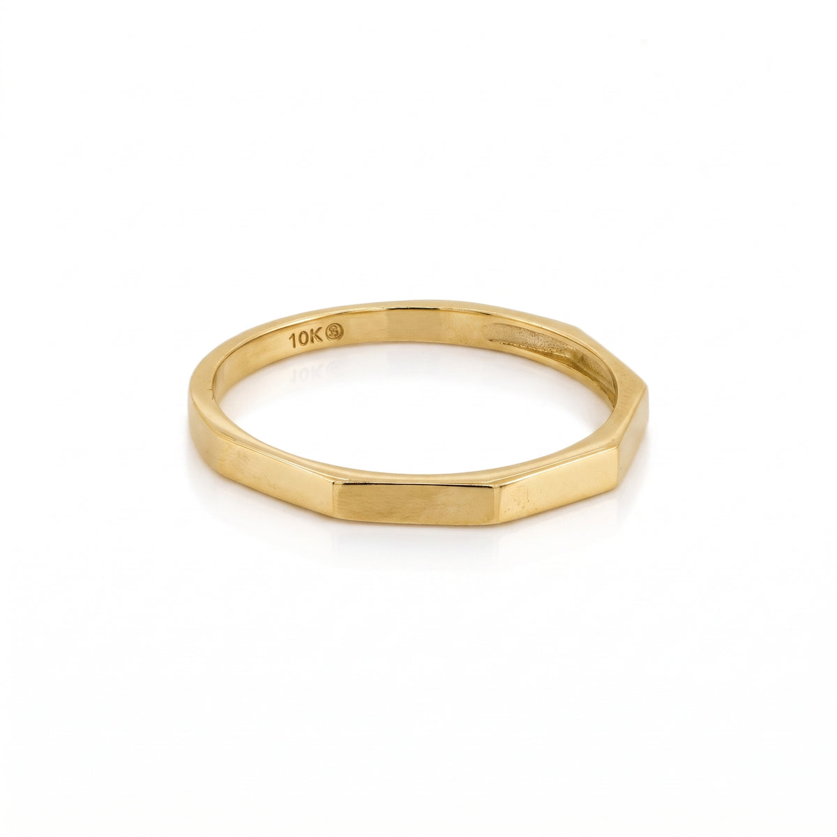 10K Yellow Gold Plain Hexa Ring