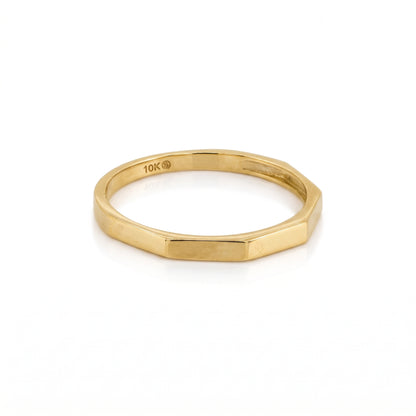 10K Yellow Gold Plain Hexa Ring