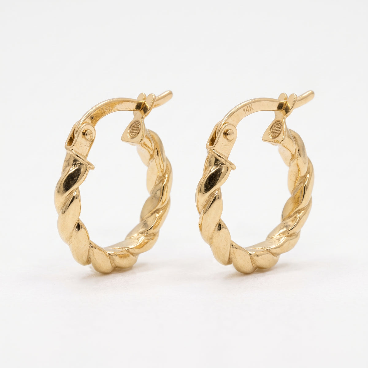 10K Yellow Gold Twisted Rope Hoops