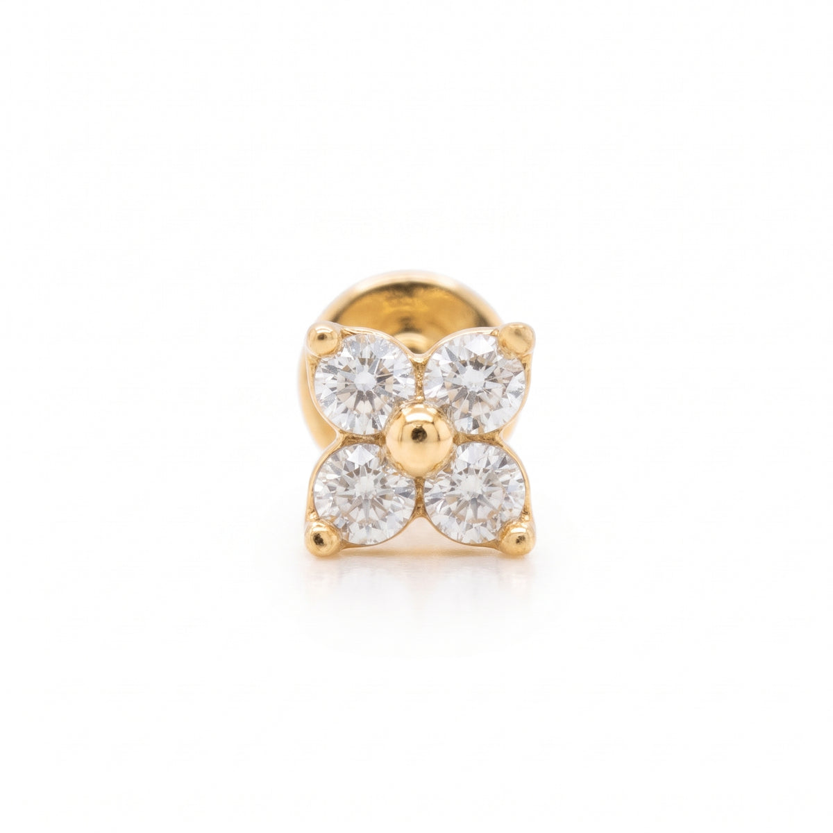14K Yellow Gold Dainty Flower Stud