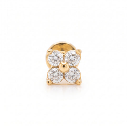 14K Yellow Gold Dainty Flower Stud