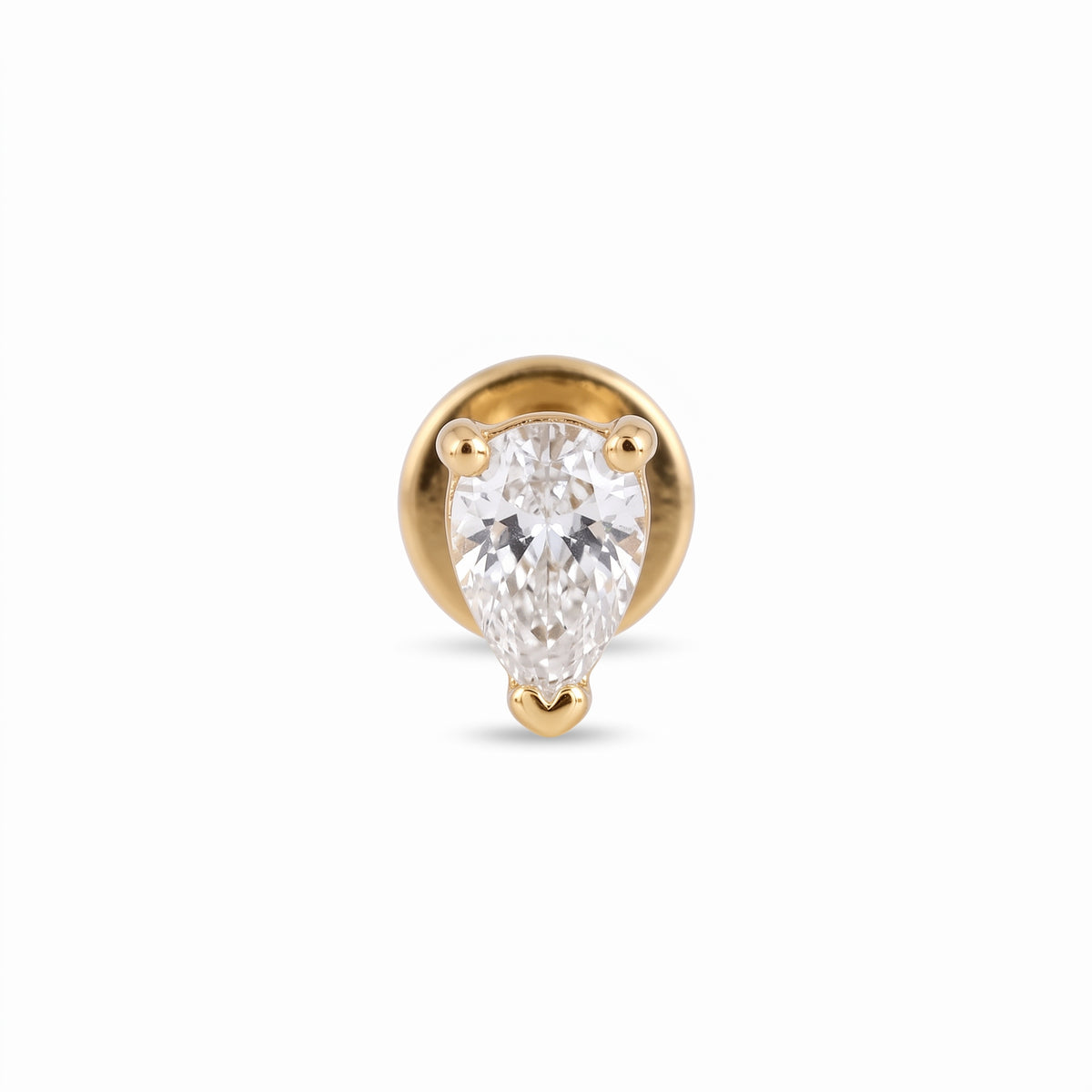 10K Yellow Gold Pear CZ Stud