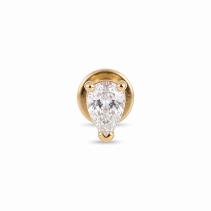 10K Yellow Gold Pear CZ Stud