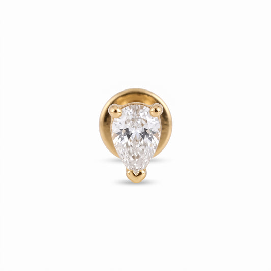 10K Yellow Gold Pear CZ Stud