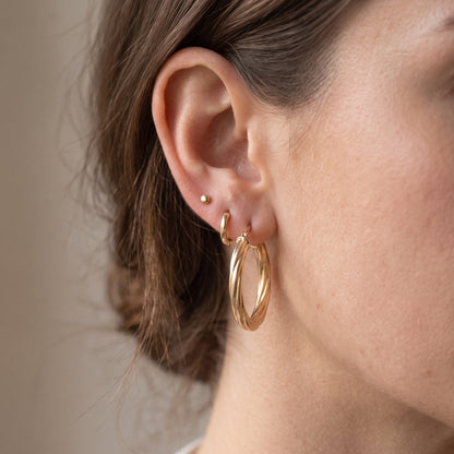 10K Yellow Gold Twisted Hoops