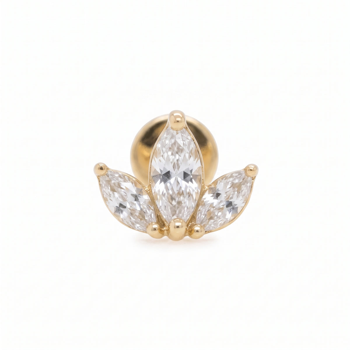 10K Yellow Gold Lotus Stud Earrings