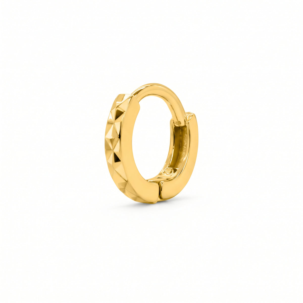 14K Yellow Gold Diamond Cut Huggie