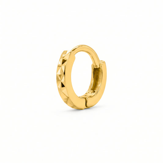 14K Yellow Gold Diamond Cut Huggie