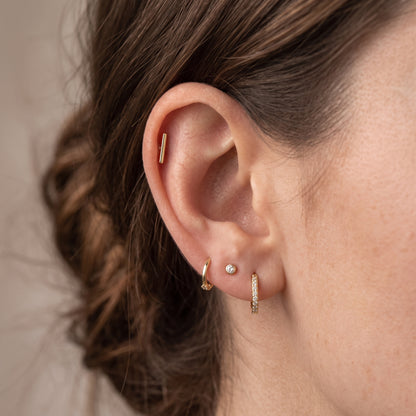 14K Yellow Gold Plain Bar Stud