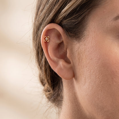14K Yellow Gold Clover Stud
