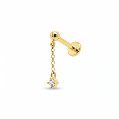 14K Yellow Gold CZ Dangle Stud