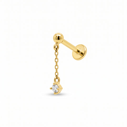 14K Yellow Gold CZ Dangle Stud