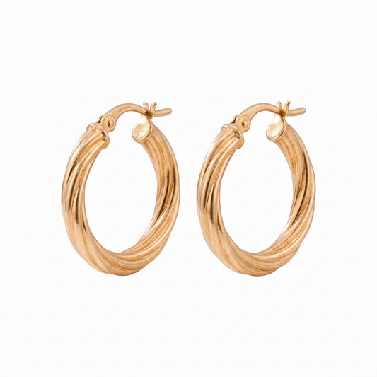 10K Yellow Gold Twisted Hoops