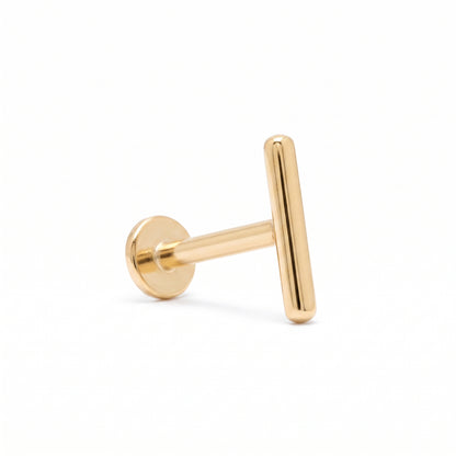 14K Yellow Gold Plain Bar Stud