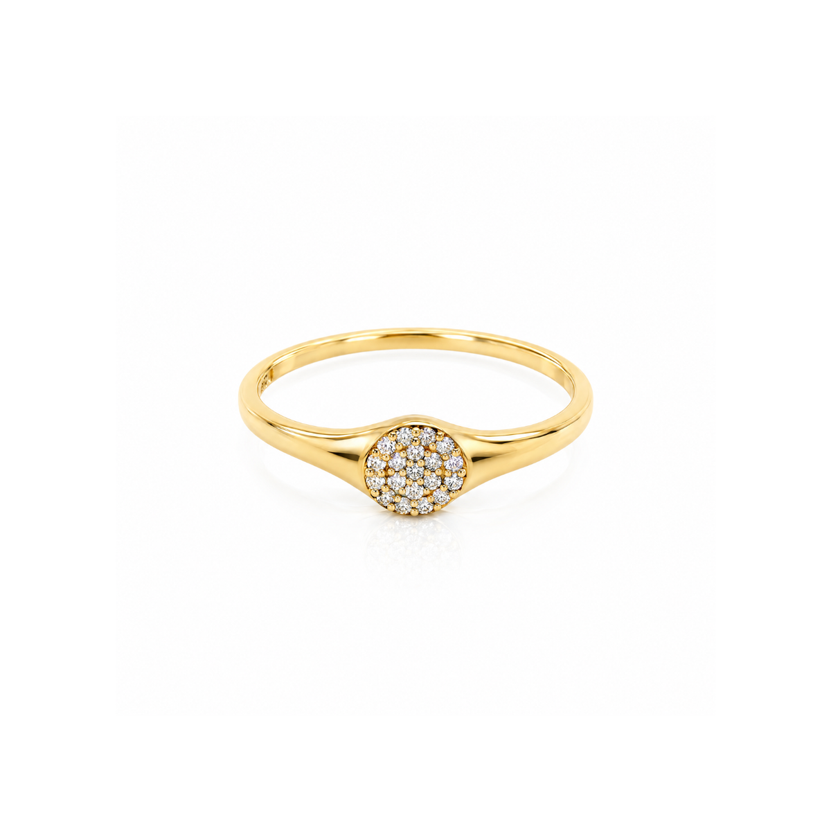 14k Yellow Gold Diamond Pave Signet Ring