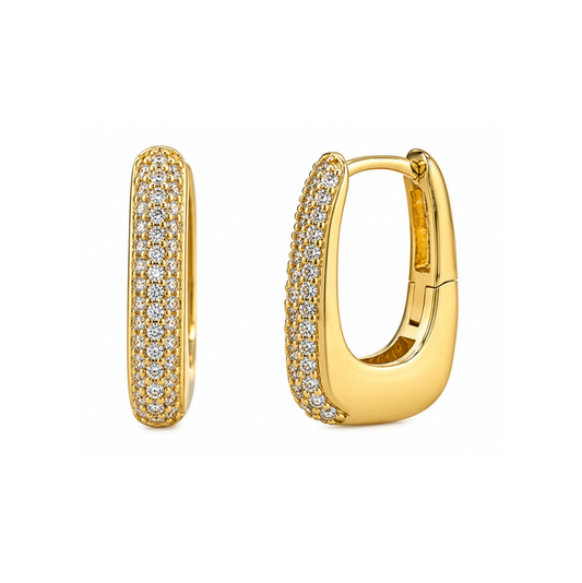 CZ Pave U-Shaped Huggie Hoops