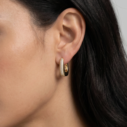 CZ Pave U-Shaped Huggie Hoops