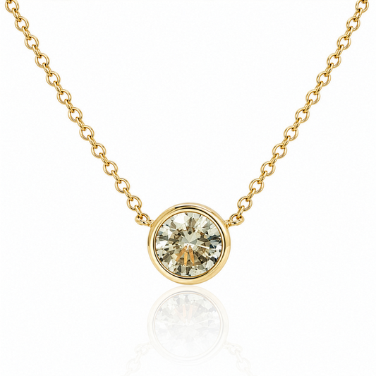 CZ Bezel Set Solitaire Necklace