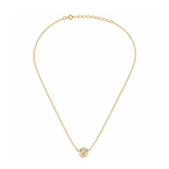 CZ Bezel Set Solitaire Necklace