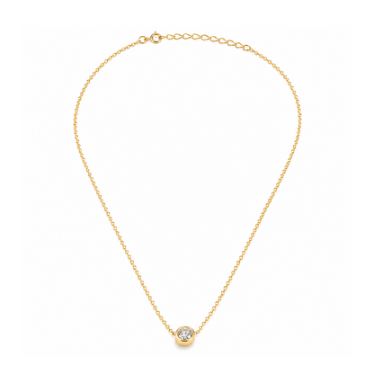 CZ Bezel Set Solitaire Necklace