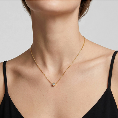 CZ Bezel Set Solitaire Necklace