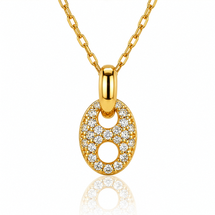Pave Puffed Mariner Necklace