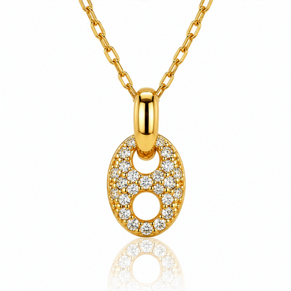 Pave Puffed Mariner Necklace