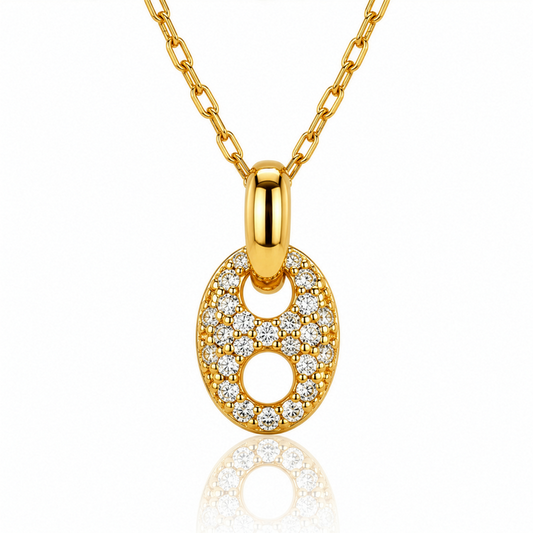 Pave Puffed Mariner Necklace