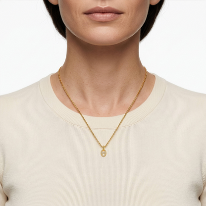 Pave Puffed Mariner Necklace