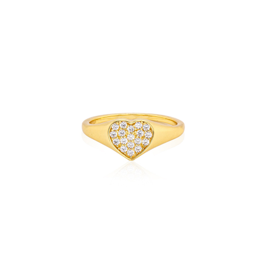 Pave Heart Signet Ring