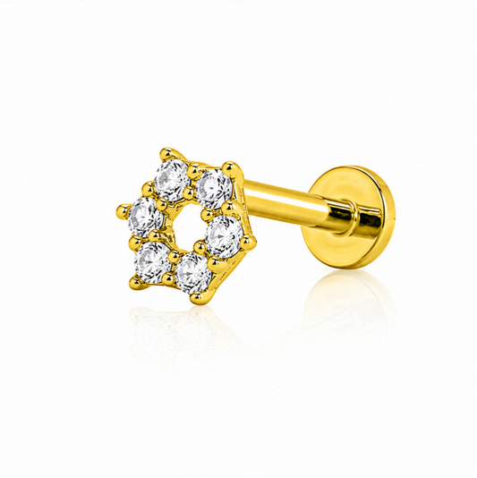 14K Yellow Gold Hexagon Stud