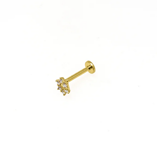 14K Yellow Gold Hexagon Stud