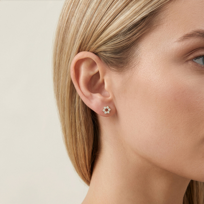 14K Yellow Gold Hexagon Stud