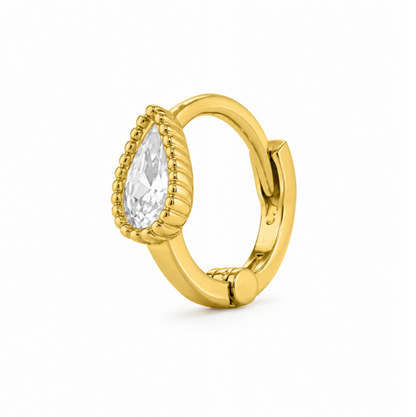 14K Yellow Gold Pear CZ Bezel Helix