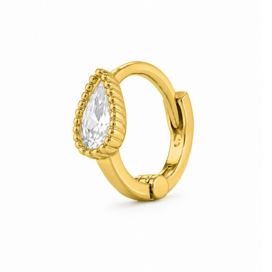 14K Yellow Gold Pear CZ Bezel Helix