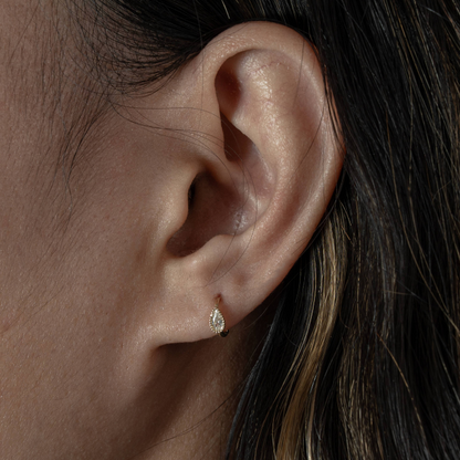14K Yellow Gold Pear CZ Bezel Helix