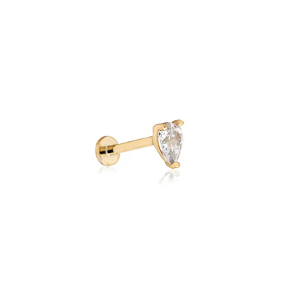 10K Yellow Gold Pear CZ Stud