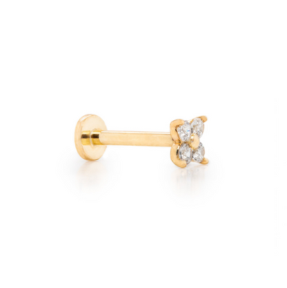 14K Yellow Gold Dainty Flower Stud