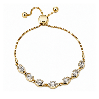 Oval Cut CZ Bezel Bracelet