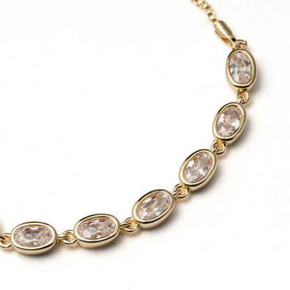 Oval Cut CZ Bezel Bracelet